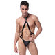 Men's jumpsuit hollow sexy imitation leather underwear sexy black patent leather bondage T-pants thong black one size