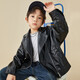 Duojia Boys Motorcycle Jacket PU Leather Jacket 2025 Spring and Autumn Style Fashionable Handsome Trendy Men's Leather Clothes Children's Lapel Zipper Shirt
