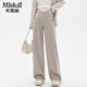 Miduli Maternity Pants Autumn and Winter Outerwear Low-waisted Wide-leg Pants Glutinous Rice Pants Casual Straight Pants Maternity Wear Autumn Oatmeal Color L
