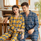 American Standard Cotton Pajamas Men's Autumn Woven Cotton Brushed Couple's 100% Cotton Long Sleeve Women's Home Clothes Yellow XL