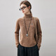 Komenboka 2025 autumn and winter new thickened 100% cashmere sweater women's turtleneck sweater solid color base sweater caramel color L
