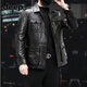 JEEP SPIRIT Heavy Industry Quality Motorcycle Leather Jacket Leather Jacket Slim Hunting Short Lapel Multi-Pocket Autumn and Winter New Men's Clothing Black M 90-110Jin Jin is equal to 0.5 kg