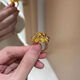 Micro luxury bead gold peony flower ring for women 999 pure gold large flower ring new 5D hard gold atmospheric flower gold ring genuine No. 17 about 3.90 grams
