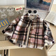 Children's shirt long-sleeved autumn plaid shirt boys retro color matching new cardigan lapel top girls B105 CY100 120 cm