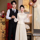 Libaixin new Chinese style light national style suit skirt women's high-end two-piece cheongsam engagement dress champagne color bridal toast dress champagne color M recommended 90-100Jin Jin equals 0.5 kg