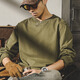 Jeanswest American heavy combed cotton t-shirt men's autumn and winter new solid color loose Henry collar trendy brand long-sleeved T-shirt military green 2XL suitable for 160-180Jin Jin equals 0.5 kg