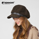 Kenmont's new genuine leather ear-protecting beret for women in autumn and winter showing face, small Maillard plus velvet warm peaked cap, black - genuine leather model, M suitable for head circumference_(55.5-58c)