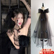 Bang Silk Veil Proposal and Certificate Bride's Confession Photography Main Veil Bow Photo Photo Props Adult Ceremony Graduation Season Bow Love Veil Black + Hair Comb Style