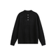 Autumn simple pit Henry collar long-sleeved sweater for men and women loose casual versatile sweater trend black XL