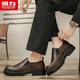 Pull back men's leather shoes 2025 autumn and winter new style slip-on soft sole men's business casual formal shoes brown 40
