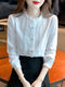 Ling Yue fungus collar pure cotton long-sleeved shirt women's autumn 2025 new fashion age-reducing jacquard inner bottoming shirt top fashion white L recommended 105-114 Jin Jin equals 0.5 kg