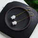 Fat Donglai's same style 18k gold ear wire natural Hetian white jade earrings plated 18K gold long ear wire lily of the valley earrings