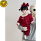 G.duck little yellow duck full moon baby clothes autumn and winter new onesie plus velvet bag fart clothing baby winter clothing 100-day dress guarantee red velvet onesie 59cm