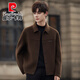 Pierre Cardin woolen jacket men's spring and autumn new Korean style slim double-sided wool coat shorts high-end woolen jacket for men coffee color 70.4% sheep wool XL (recommended 135-155Jin Jin is equal to about 0.5 kg)