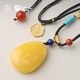 Potala Palace beeswax agate pendant turquoise 925 silver inlaid agate braided rope necklace men and women birthday gift for girlfriend beeswax agate pendant