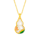 Mingzuan International 18K gold Hetian jade gourd pendant female au750 pendant necklace clavicle chain new birthday gift for girlfriend