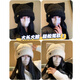 Xue Qianman's cute cat-eared plush hat for women in autumn and winter, thickened and warm, ear-protecting, Korean style, sweet, plain and versatile woolen hat