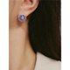 Fat Donglai's same model of tanzanite earrings, natural women's s925 silver inlaid with colored gemstones, amethyst flowers, atmospheric and cool tanzanite s925 silver earrings, white gold pair + white ear plugs