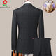 Montagut suit suit men's winter thickened wool suit formal striped wedding banquet dress dad jacket 992 blue striped double slit two-piece set wool material L 175