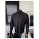 Diagonal striped Henry collar sweatshirt men's autumn heavyweight small fragrance polo shirt T-shirt American style inner layering shirt jacket black XL recommended 120-140Jin Jin equals 0.5 kg