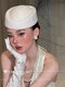 Jiyu Retro Baroque White Beret French Hepburn Style Dress Hat Exquisite Fashion Top Hat New Accessories White Retro Baroque Top Hat