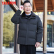Duck Goose Down + Graphene Wool Collar Down Jacket Men's Middle-aged and Elderly Short Business Casual Dad Jacket JH Navy Blue 2XL (185/100A)