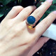 Yuze Natural Dominican Blue Amber Pendant Necklace S925 Silver Ring 3A Purified Water High Blue Earrings Blue Amber Set Women's Ring 14mm