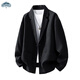 Dingfengbaoluo autumn solid color casual suit jacket men's high-end handsome suit fashion top EX03 black 3XL