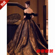 Mei An Jia Hepburn style evening dress women's one-shoulder slimming high-end light luxury banquet retro style art test skirt coming-of-age wedding photos black long style without bustle S