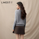 L.WEST crew neck pullover women's 2025 winter new simple commuting 100% wool cable knit sweater gray S 85-100Jin Jin equals 0.5 kg