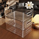 Desktop jewelry storage box cosmetics storage basket dormitory rectangular jewelry storage acrylic transparent box PET storage square box stackable 1 pack