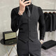 ROMON Slim Suit Vest Suit Male Wedding Groomsmen Group Dress Business Casual Large Size Work Wear Vest Top Black Single Vest M