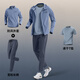 Koji Sports Suit Men's Autumn and Winter Running Quick-Drying Jacket Fitness Casual Cycling Suit Outdoor Morning Running Training Pants Blue Gray Sports Three-piece Set Quick-Drying Breathable M