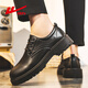 Pull-back leather shoes for men in autumn, all-match heightening, business black casual men's shoes, commuter shoes, oil wax black 42