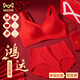 Cat, Man, Horse, Zodiac Year, Women's Underwear Set, Red Small Breast Push Up, Wedding Festive Bra, Underwear, Socks Gift Box