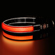 Luomasi dog luminous collar, pet collar, dog walking lamp, luminous neck collar, traction rope for large, medium and small dogs, rechargeable, adjustable, USB rechargeable - orange collar S- (recommended 15-30 Jin Jin equals 0.5 kg)