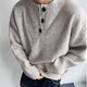 POUM gray American retro Henry collar sweater men's winter lazy style high-end knitted sweater cleanfit jacket TCFS-587 gray M