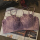 Triumph Purple Lace Underwear Women's Small Breast Gathering Sexy Beautiful Back Bra Secondary Breast Control Anti-Sagging Wireless Bra Set Purple (Set) 75A 34BC Universal Cup
