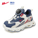 Warrior boys' sports shoes winter velvet warm children's cotton shoes medium and large children's running shoes WZ-C072L dark blue/m 35