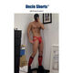 UncleShorts red double thong men's underwear sexy hollow Christmas and New Year briefs zodiac year red M
