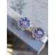 Fat Donglai's same model of tanzanite earrings, natural women's s925 silver inlaid with colored gemstones, amethyst flowers, atmospheric and cool tanzanite s925 silver earrings, white gold pair + white ear plugs
