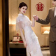 In the season, champagne-colored high-end dress, new Chinese-style engagement cheongsam, light luxury niche bride's toast dress, home-going out-of-house temperament, C89 latent pink 2XL