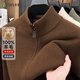 Shanshan 100% wool pure wool cardigan men's autumn and winter warm zipper sweater knitted base layer jacket