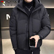 Woodpecker (TUCANO) Down Jacket Men's Winter Casual Jacket Hooded Thickened Short Bread Jacket Cold-proof and Warm Men's Clothing Black XL