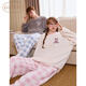 Gukoo Couple Pajamas Winter Disney Warm and Comfortable Round Neck Plaid Pants Women's Home Clothes Suit Men's Peach Pink L
