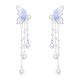 NSYCA Old Phoenix sterling silver 9999 silver needle blue butterfly earrings new pearl tassel earrings suitable for round faces 2389 blue butterfly tassel Lao Fengxiang same style