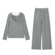 Fragment (dribs&drabs) suit women's new winter hooded casual fake two-piece sweatshirt elastic high waist sports straight pants gray L