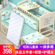 Yubeile crib multi-functional bb baby bed solid wood paintless shaker newborn removable children's splicing with diaper table upgraded model brown mat + 5-piece set + nursing table