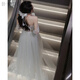 H-KED light wedding dress bridal main yarn high-end French lace tube top fishtail outing yarn temperament tail dress white XL