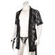 Jiuai Men's Large Size Sexy Temptation Nightgown Lace Bathrobe Home Suit Comes with Thong Half Sleeve Black + Thong M _(170-175CM,60-70KG)